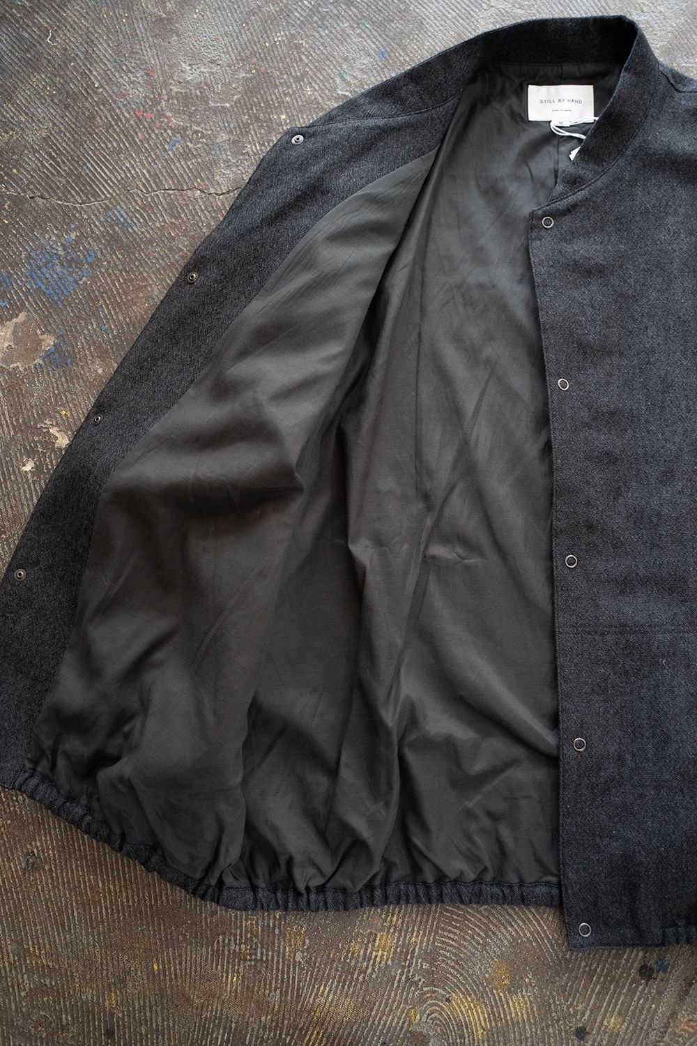 【ラスト1点】【24AW】リネン×ウールスタンドカラーブルゾン(CHARCOAL)