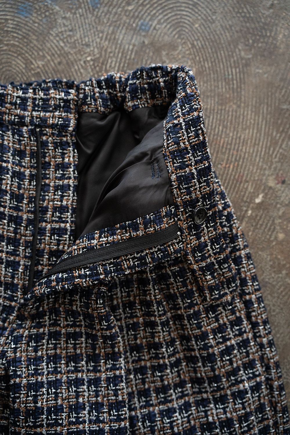 【26SS】2Tuck Wide Summer Tweed Pants/2タックワイドサマーツイードパンツ(ネイビー)