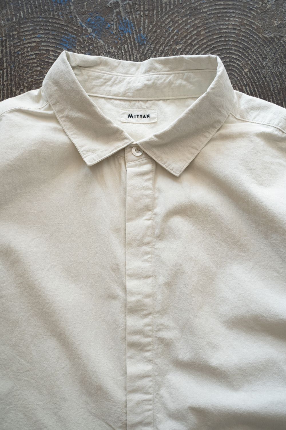 強撚OCブロードシャツ(ベンガラ白)