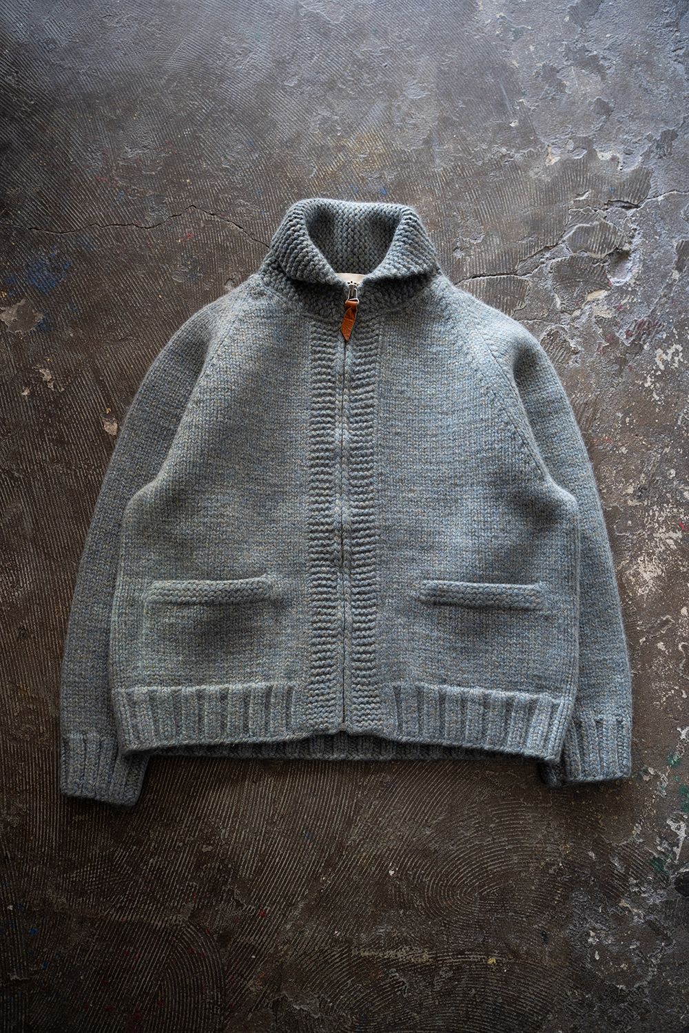 yak/lambs multi ply HAND KNITTING cowichan sweater(FADE BLUE)