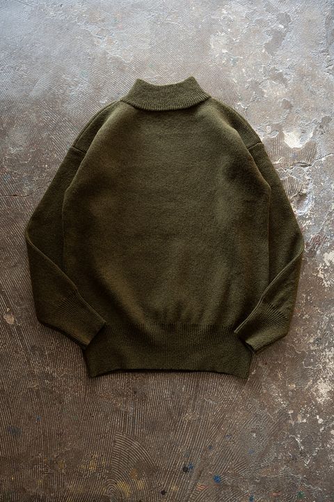 Hard twisted Shetlandwool GOB sweater(OLIVE KHAKI)