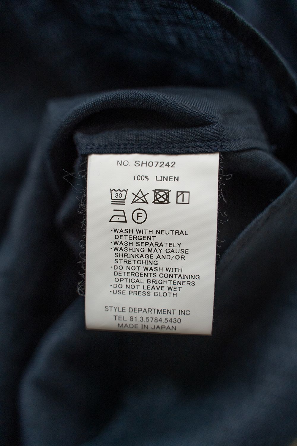 【ラスト1点】【24SS】リネンバンドカラーシャツ(NAVY)