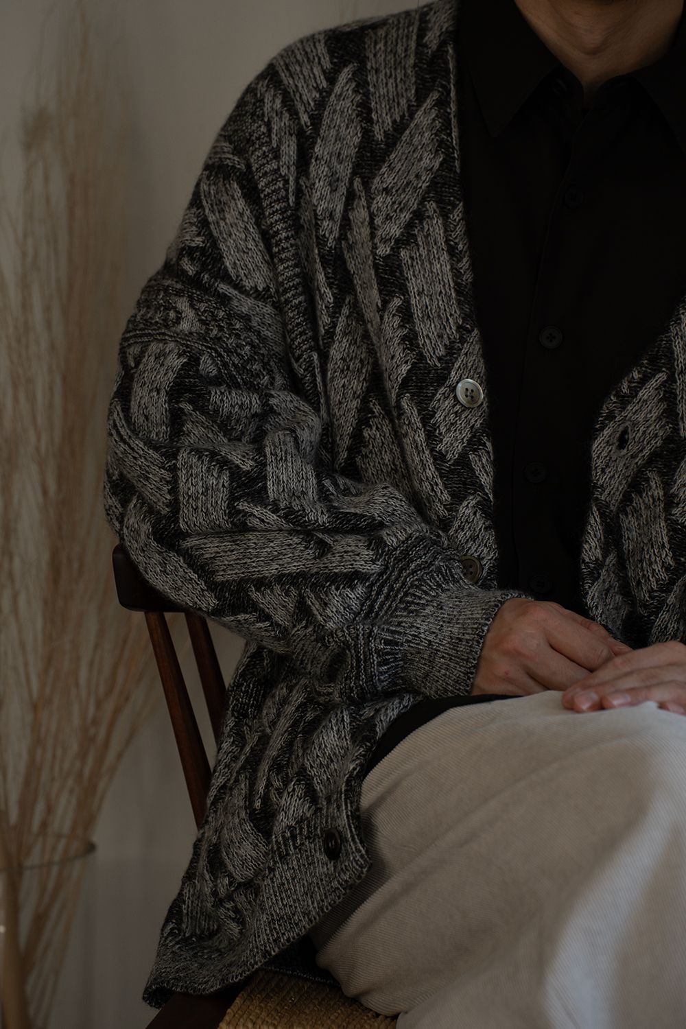 【26AW】Ochiba Mohair Cardigan(MIX GRAY)