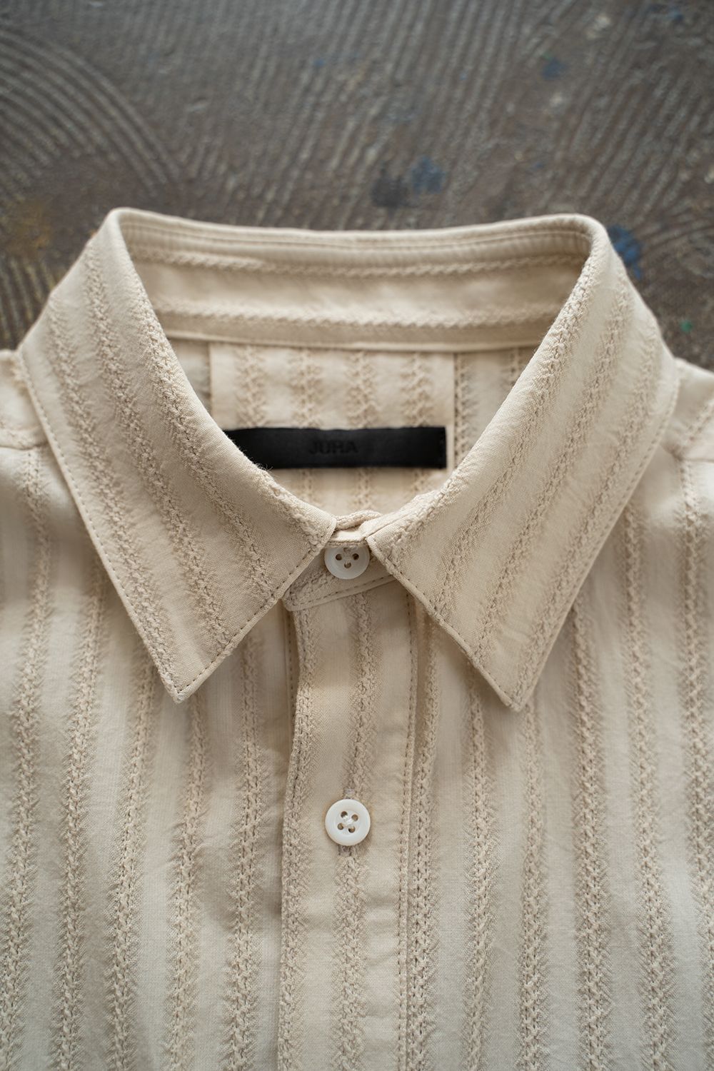 juha - 【ラスト1点】【21SS】Leno Cloth Stripe Over Shirt/レノ