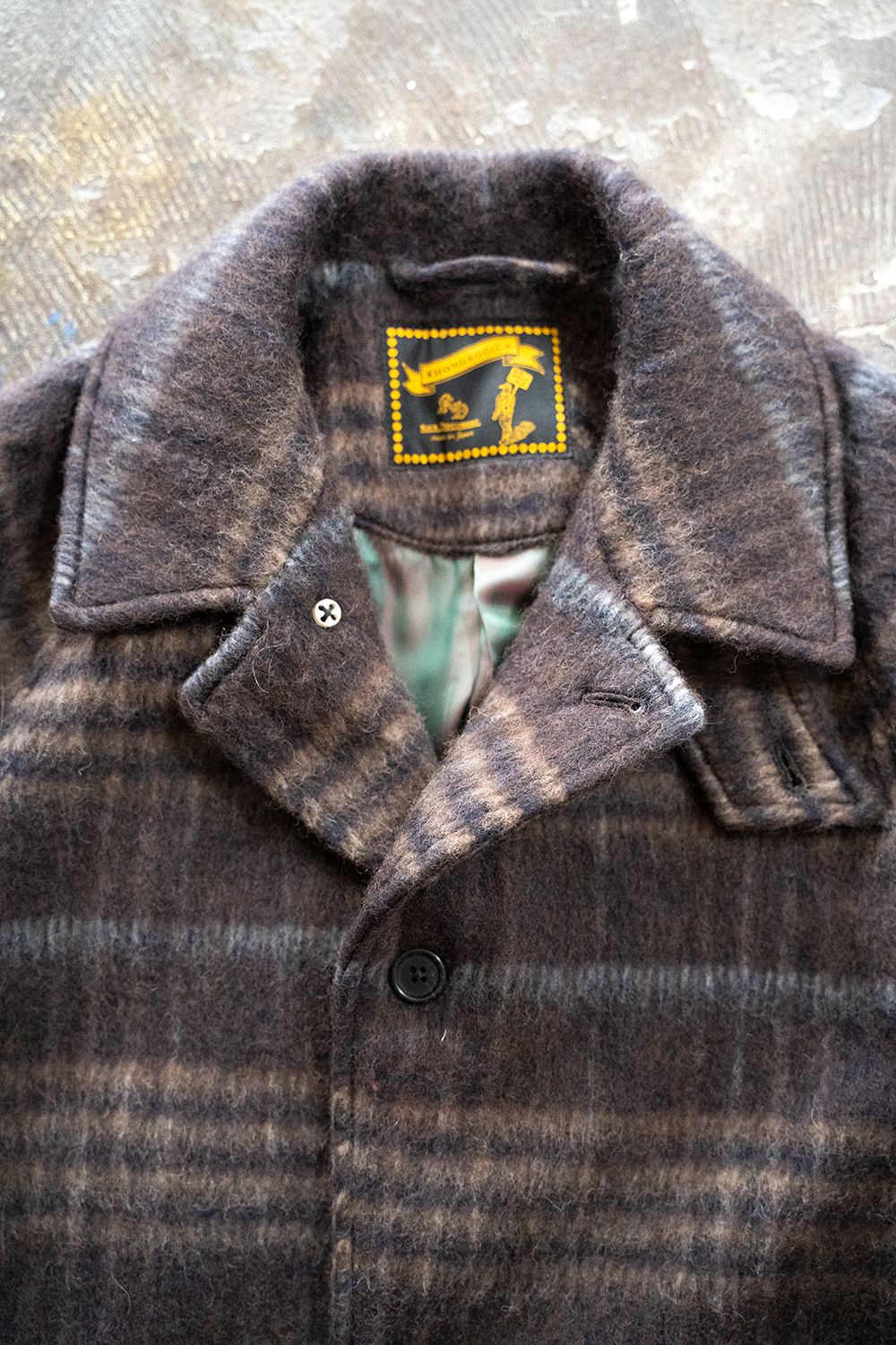 【ラスト1点】Plaid Wool Melton Bal Collar Coat(BROWN)【ユニセックス】