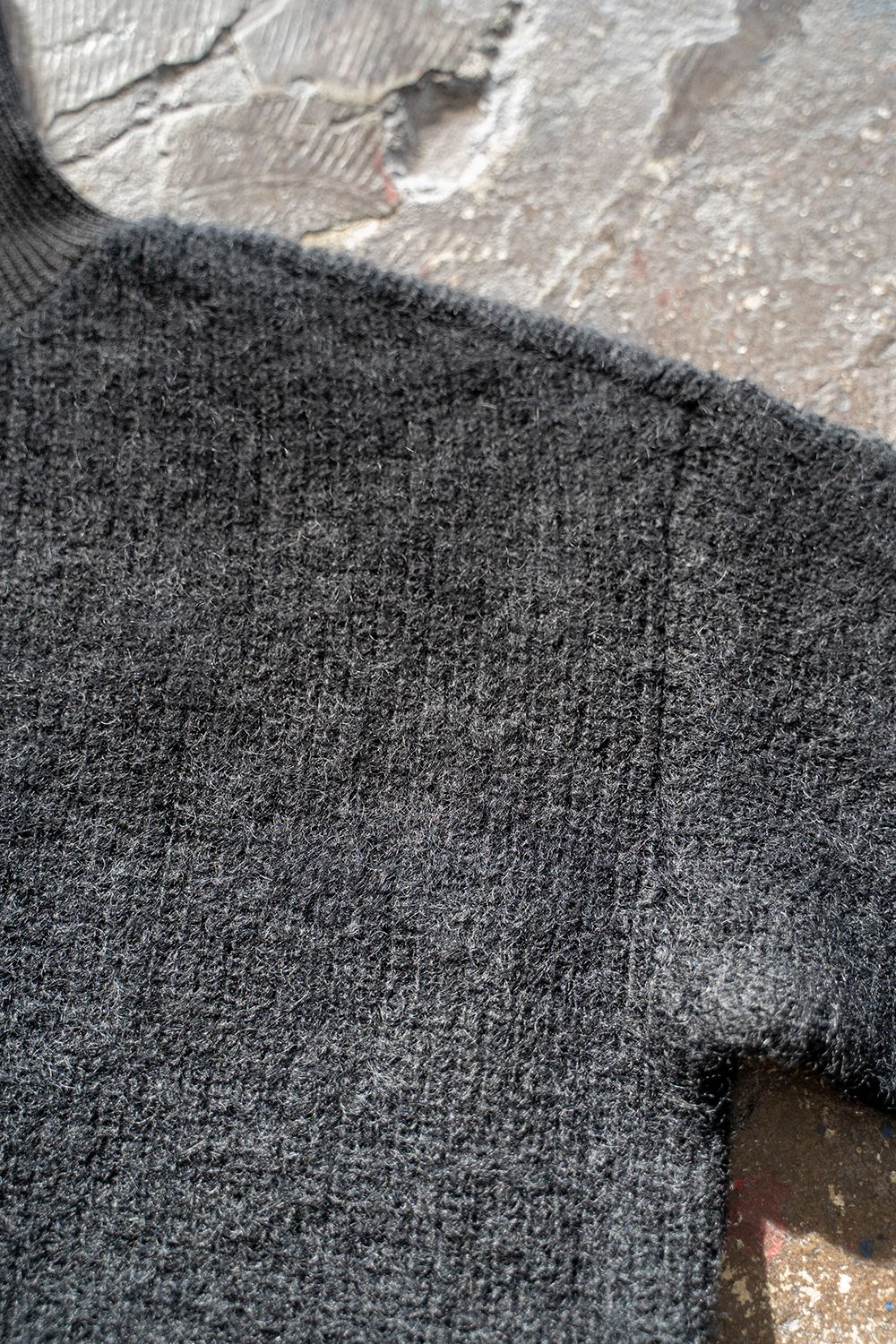 【ラスト1点】Switching Mohair Turtle Knit/モヘア切り替えタートルニット(BLACK)