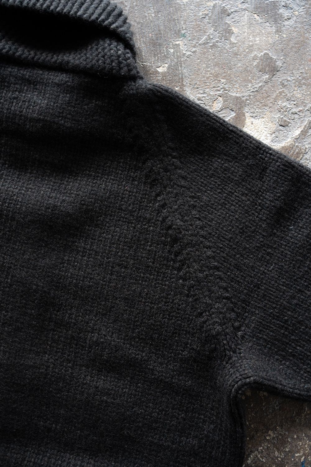 【ラスト1点】yak/lambs multi ply HAND KNITTING cowichan sweater(BLACK)