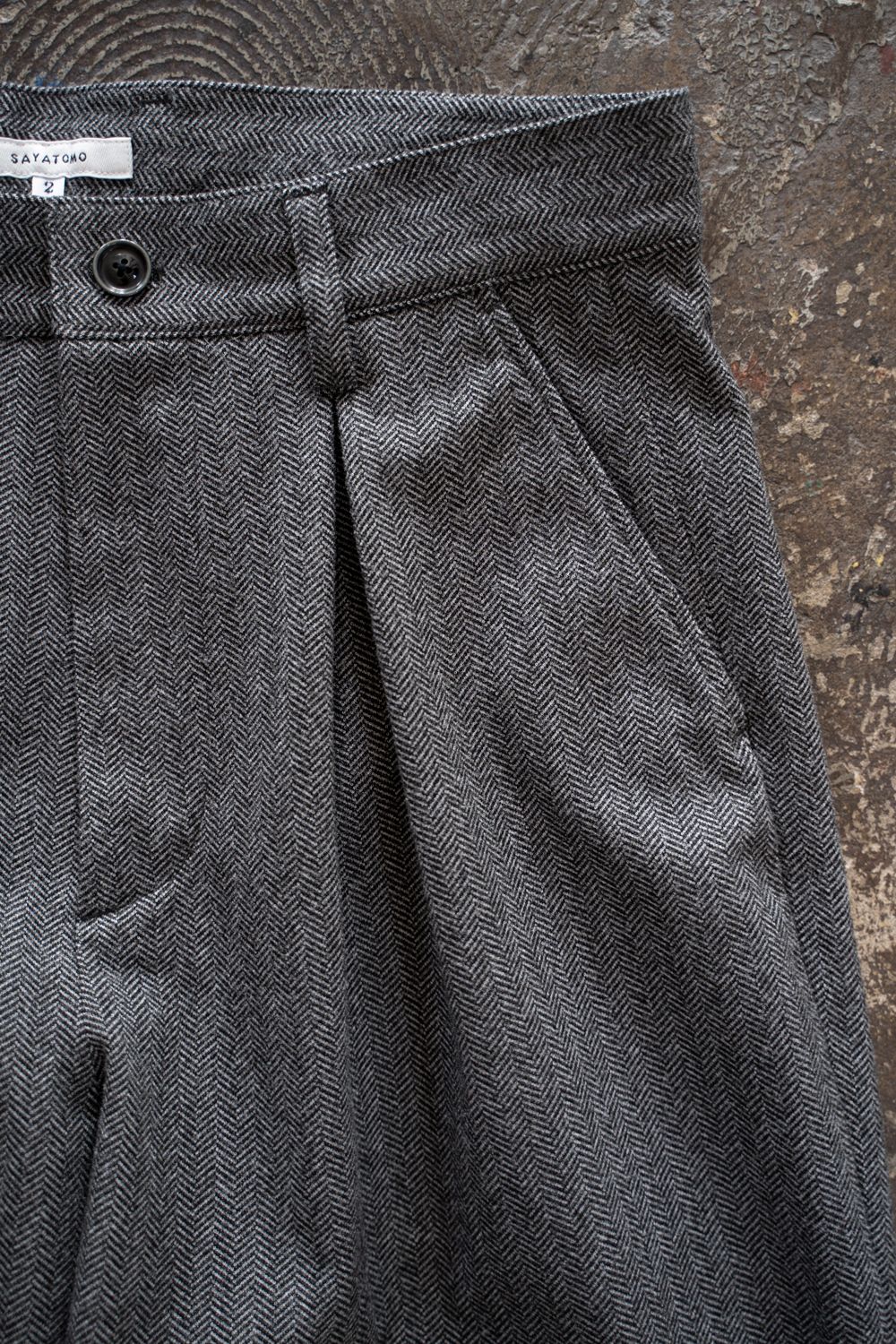 【26AW】2-Tack Herringbone Wide Slacks/2タックワイドスラックス(GRAY)