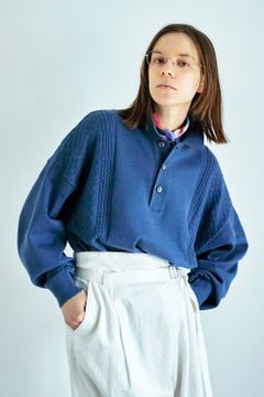【ラスト1点】【22AW】Hatsushimo Knit Polo(SMALT BLUE)