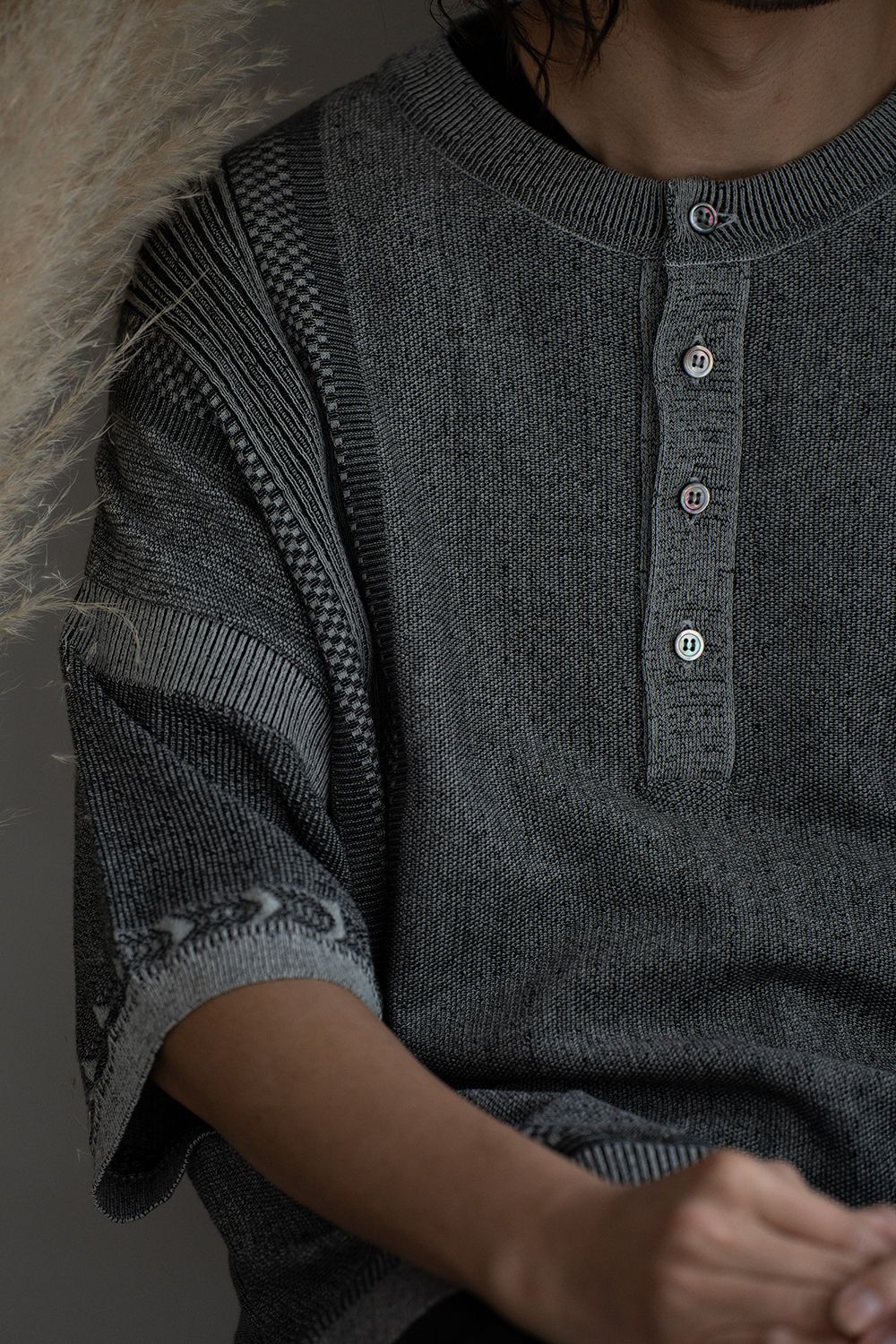 【26SS】Ryokufu Henley Knit(MIX GRAY)