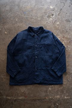 薄手刺し子織ジャケット(藍(濃))
