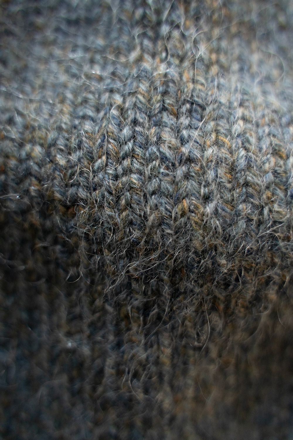 【ラスト1点】yak/lambs multi ply HAND KNITTING yoke top crew neck sweater(FADE BLUE)