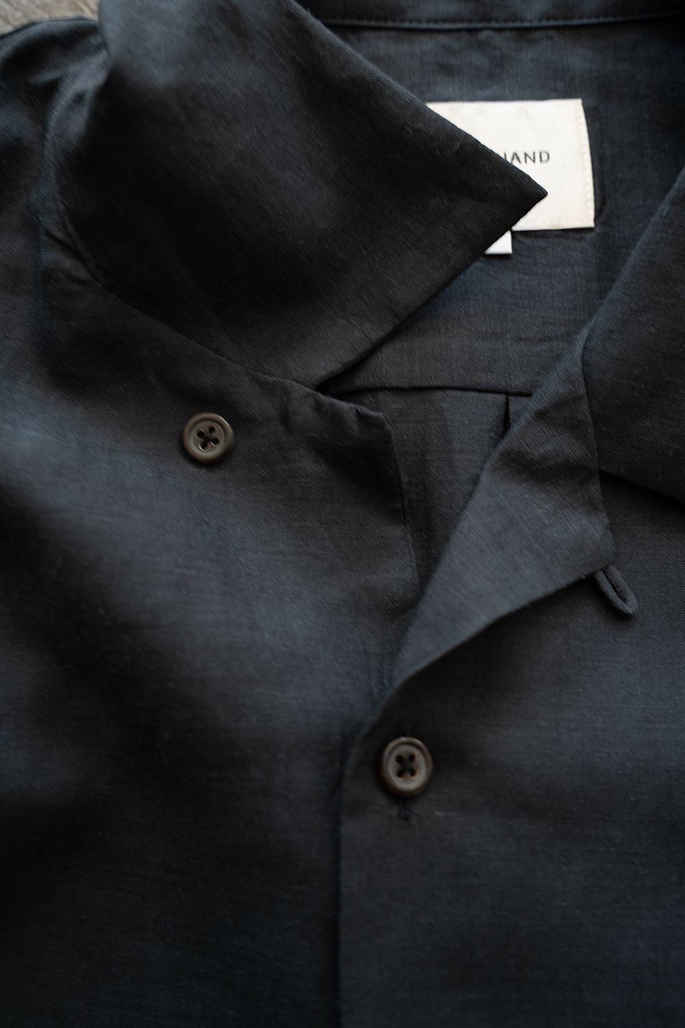 【26SS】セルロース×ラミーオープンカラーシャツ(NAVY)