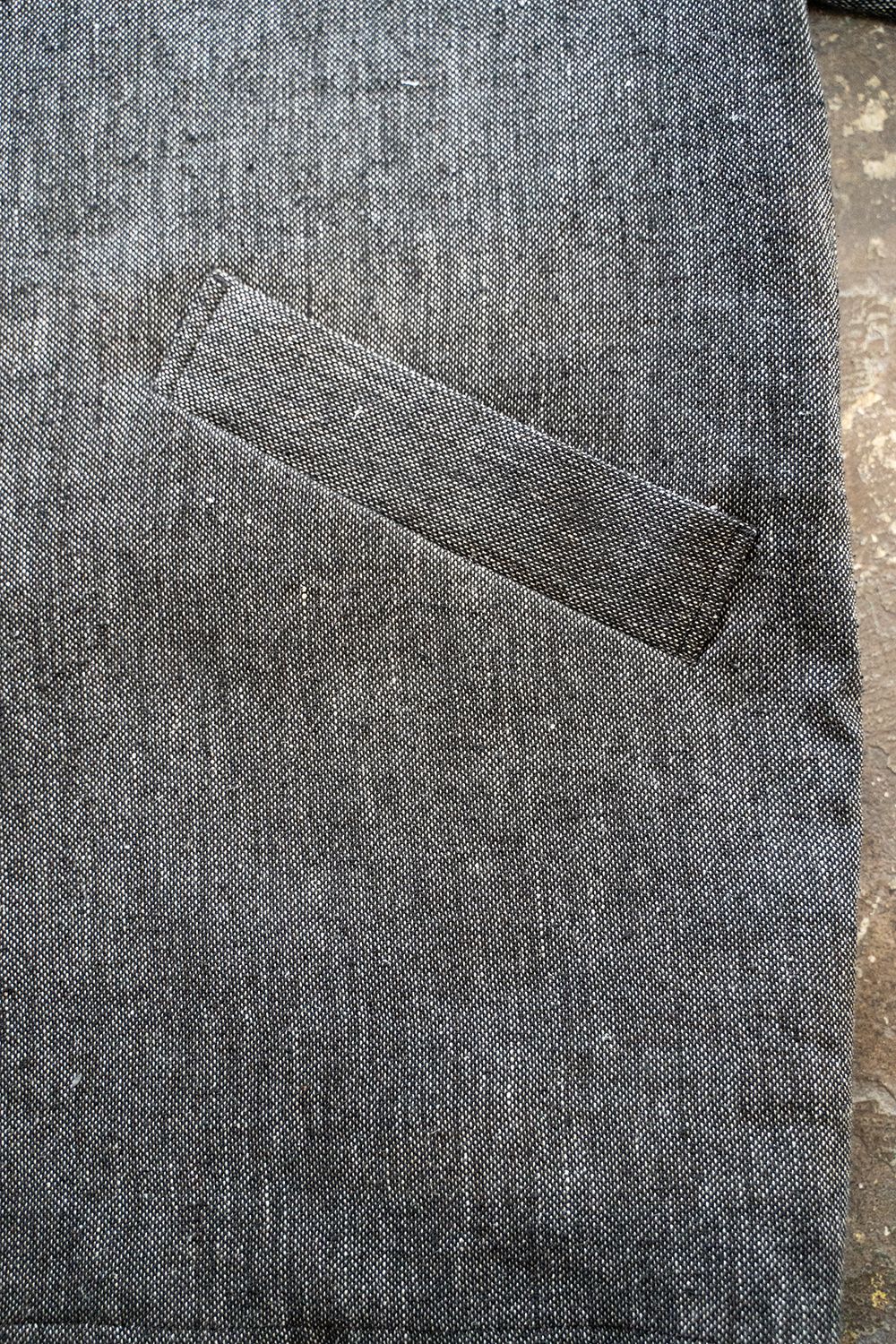 【23SS】リネン×シルクステンカラーハーフコート(CHARCOAL)