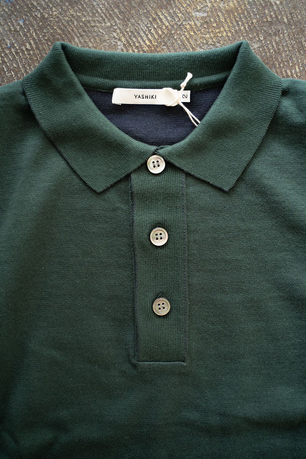 YASHIKI - 【ラスト1点】【24SS】Hazakura Knit Polo(GREEN) | Salty