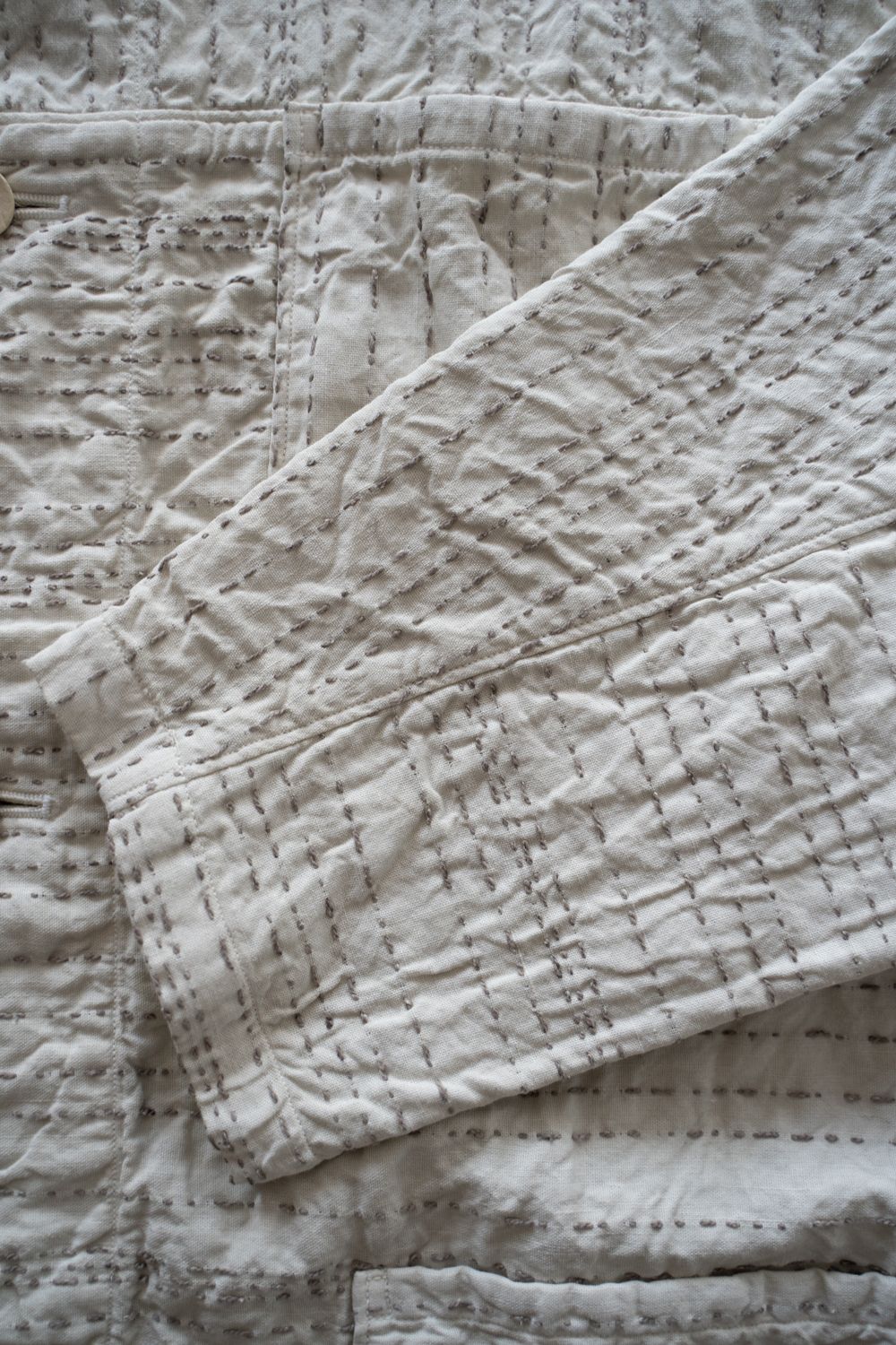 薄手刺し子織ジャケット(ベンガラ白)