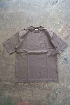 【ラスト1点】スビンコットン10/-度詰吊り天竺ポケット付き半袖T(GRAY)