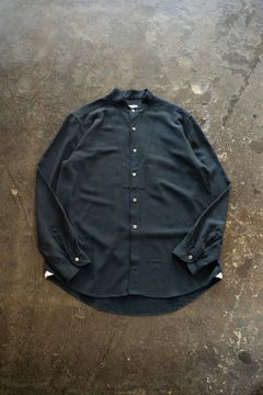 【ラスト1点】【25AW】Silk Nep Kersey Band Collar Bosom Shirt(IRON BLUE)