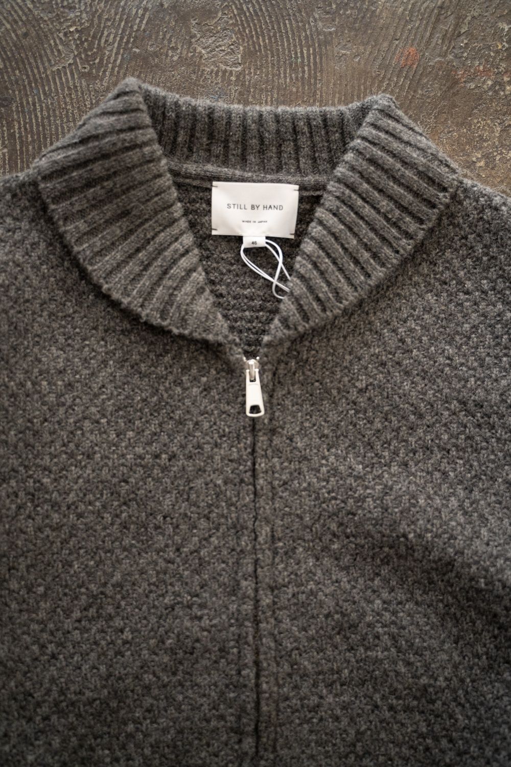 【ラスト1点】【25AW】英国羊毛5Gニットジップブルゾン(GRAY)