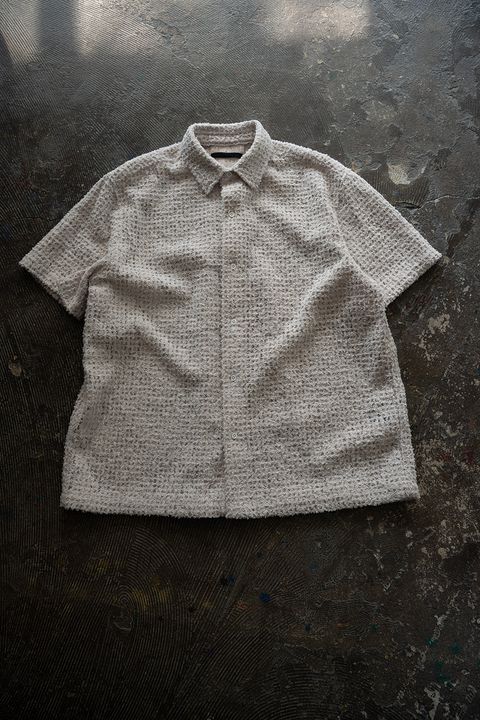 【ラスト1点】【26SS】Feather Lace S/S Shirt/フェザーレースショートスリーブシャツ(ECRU)