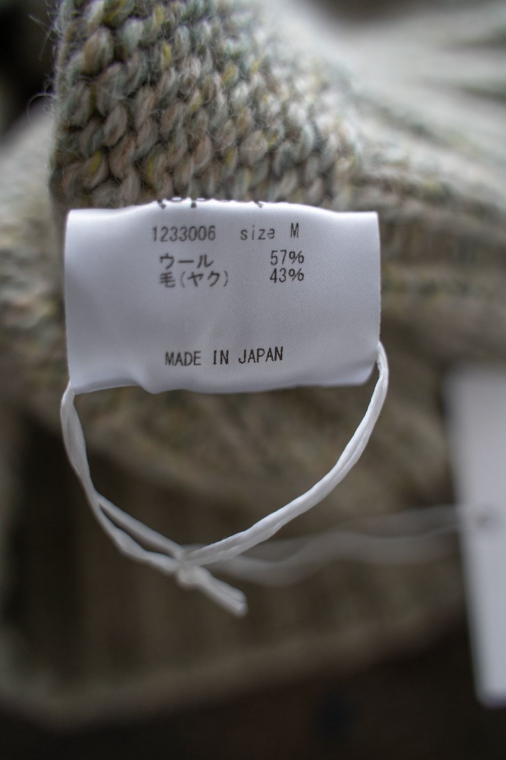 【ラスト1点】yak/lambs multi ply HAND KNITTING yoke top turtle neck sweater(MINT)