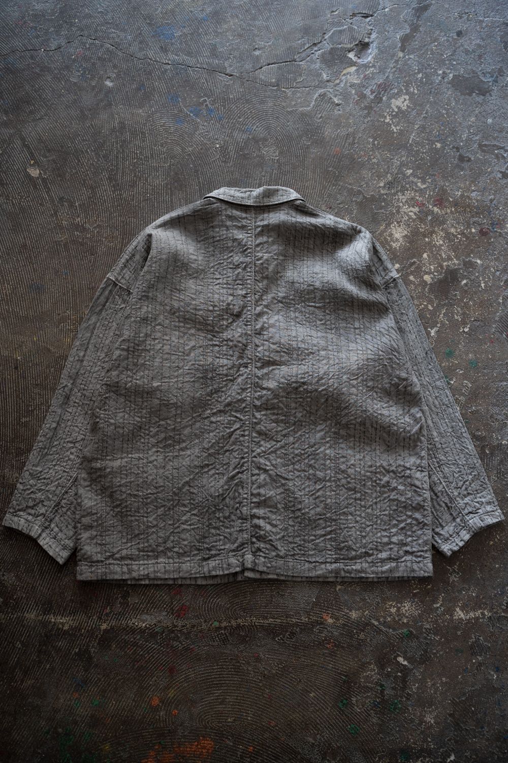 薄手刺し子織ジャケット(松煙)