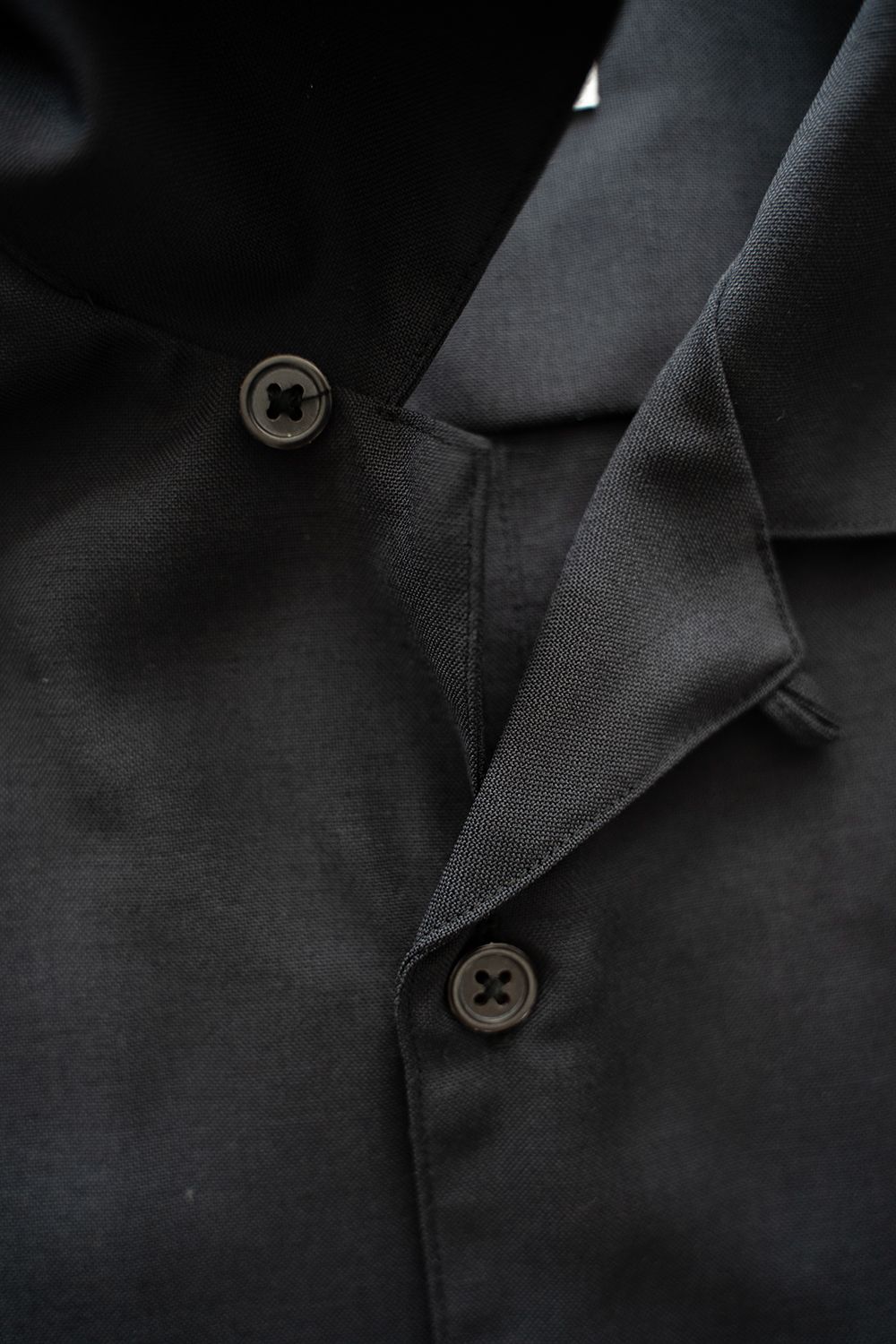 【ラスト1点】【24SS】ウール混オープンカラー半袖シャツ(BLACK)