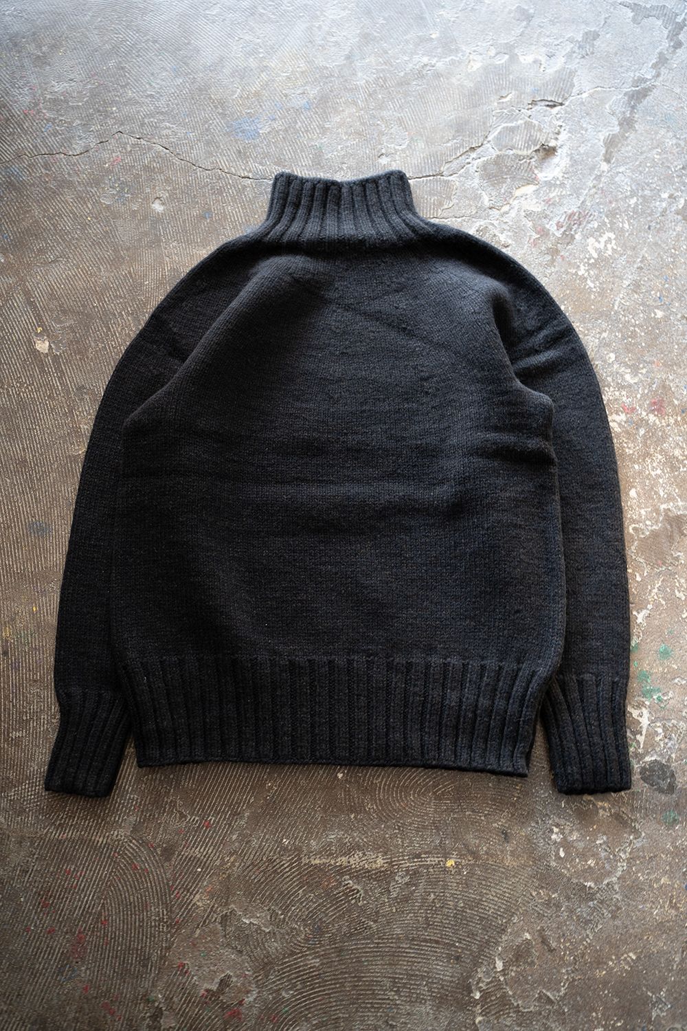 yak/lambs multi ply HAND KNITTING yoke top turtle neck sweater(DARK NAVY)