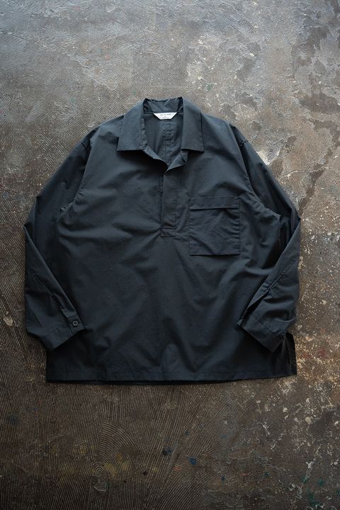 【26SS】コットン×シルクタイプライタースキッパーシャツ(CHARCOAL)