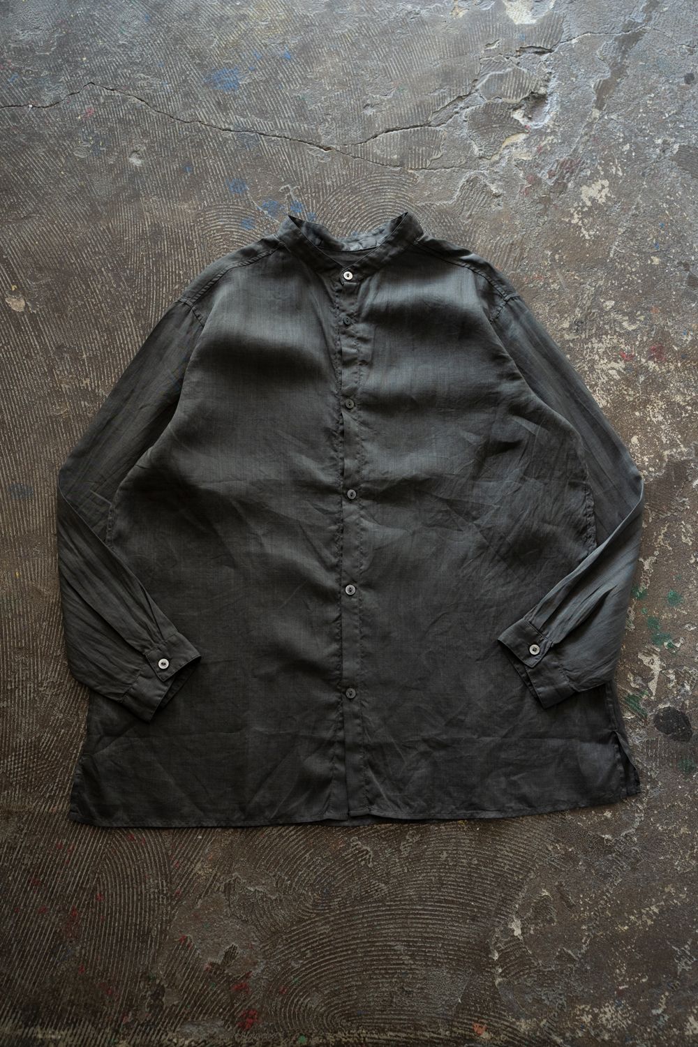 ラミーシルクシャツ(柿渋×墨)