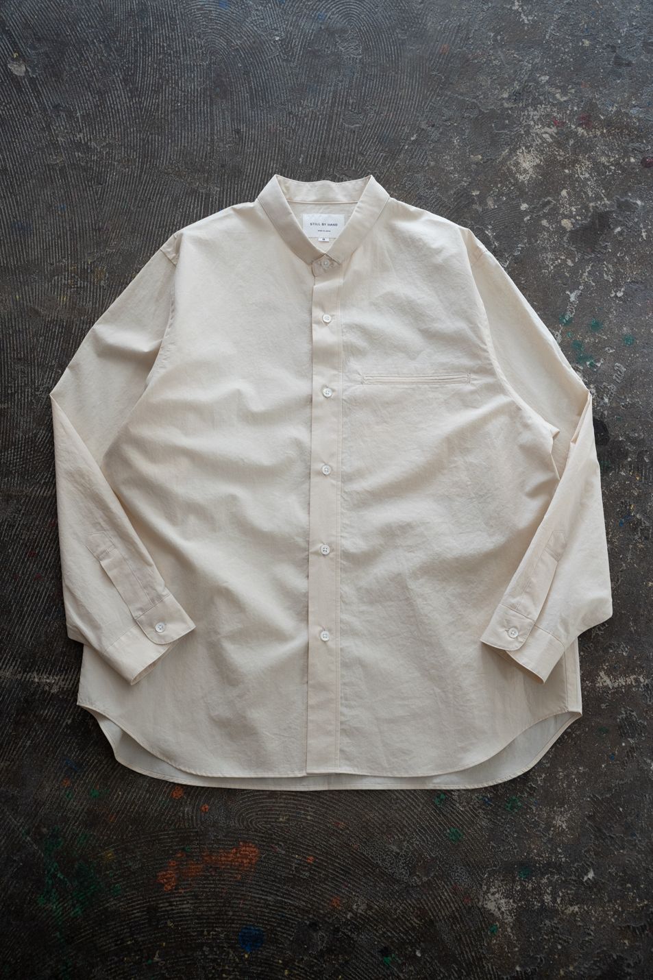 【26SS】極小襟コットン×リネンタイプライターシャツ(LIGHT BEIGE)