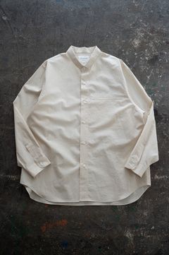 【26SS】極小襟コットン×リネンタイプライターシャツ(LIGHT BEIGE)