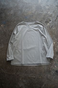 【ラスト1点】【23SS】ヘンリーネックボーダーカットソー(GRAY×WHITE)