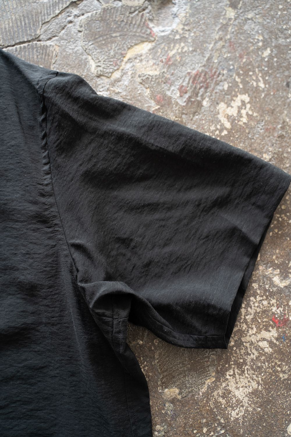 【ラスト1点】【25SS】レーヨン×リネン半袖スキッパーシャツ(INK BLACK)