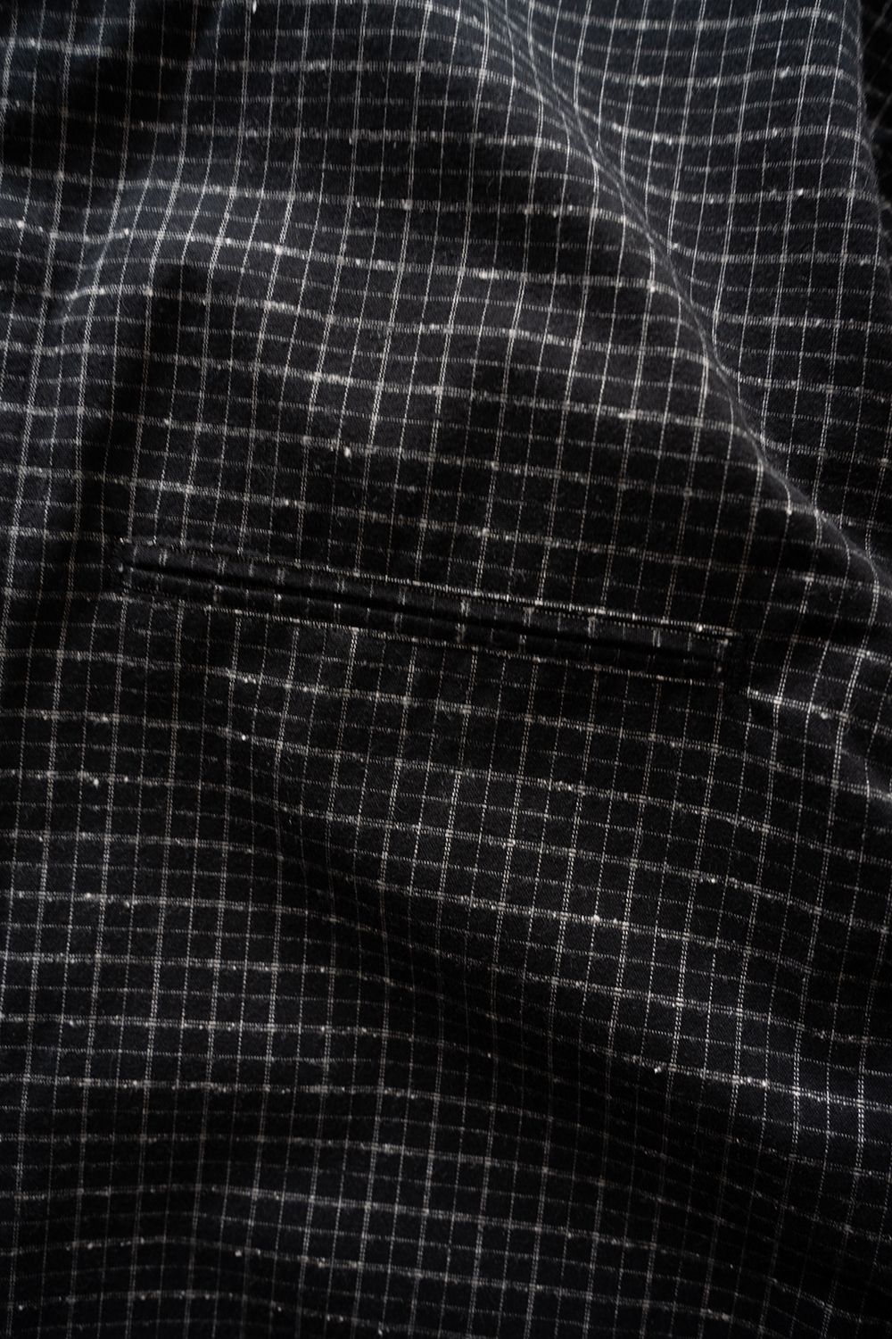 【26AW】コットン×シルクバンドカラーシャツ(BLACK CHECK)