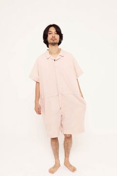 【26SS】"joint(short)"pajama【オールインワン】(washed cotton hemp PINK)