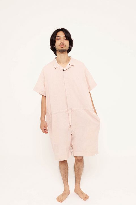 【26SS】"joint(short)"pajama【オールインワン】(washed cotton hemp PINK)