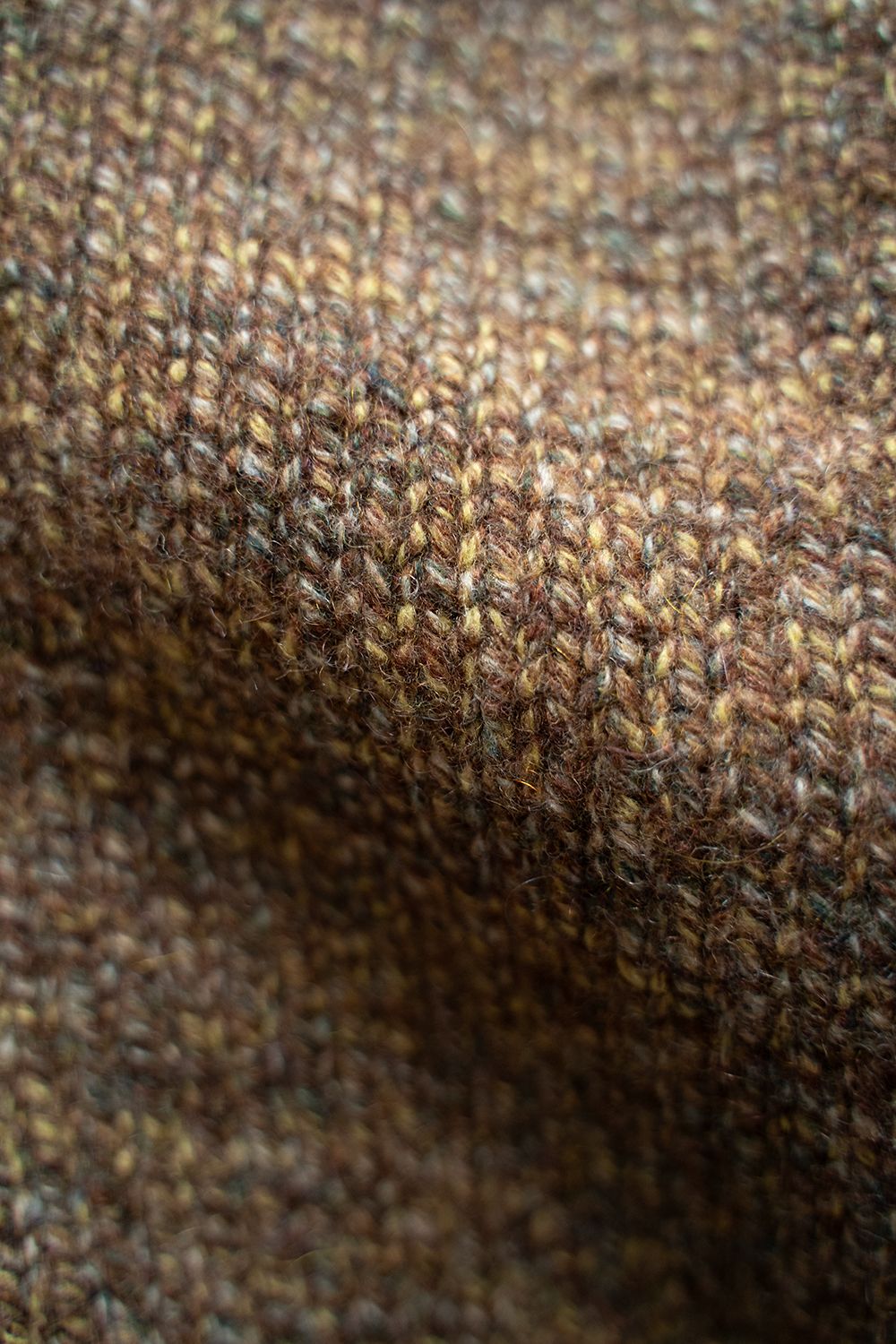 【ラスト1点】yak/lambs multi ply HAND KNITTING yoke top turtle neck sweater(MARRON)