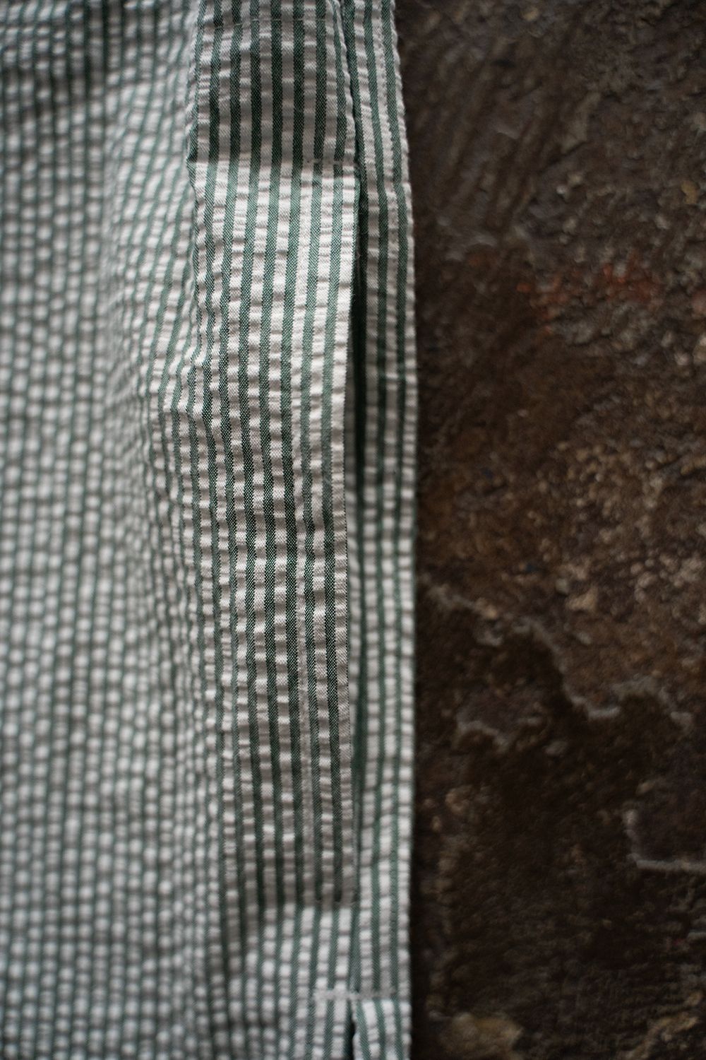 【ラスト1点】【25SS】"nite game"pajama(seersucker GREEN STRIPE)【ユニセックス】【セットアップ】