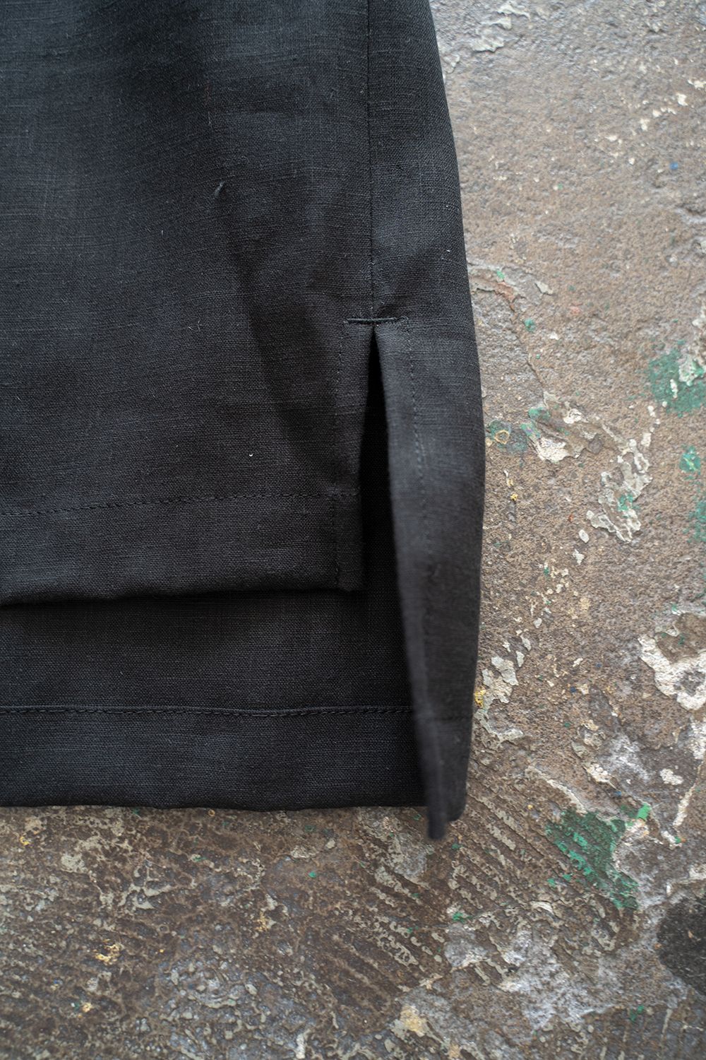 【ラスト1点】【22SS】French Linen Open Collar Shirt/フレンチリネンオープンカラーシャツ(BLACK)