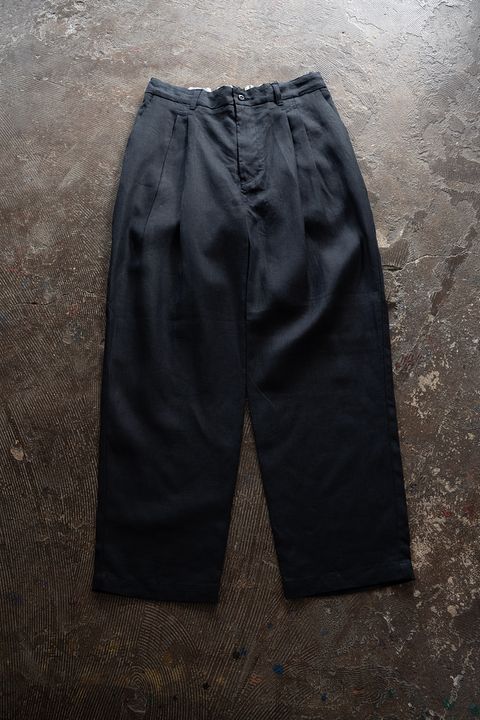 【26SS】リネン2タックテーパードパンツ(DARK NAVY)