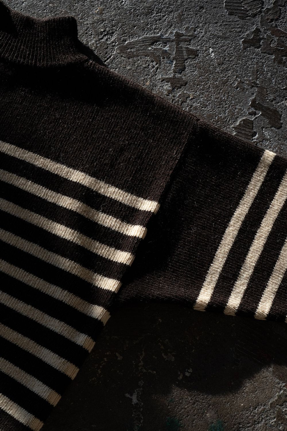 【ラスト1点】Hard twisted Shetlandwool GOB sweater(BROWN×WHITE)