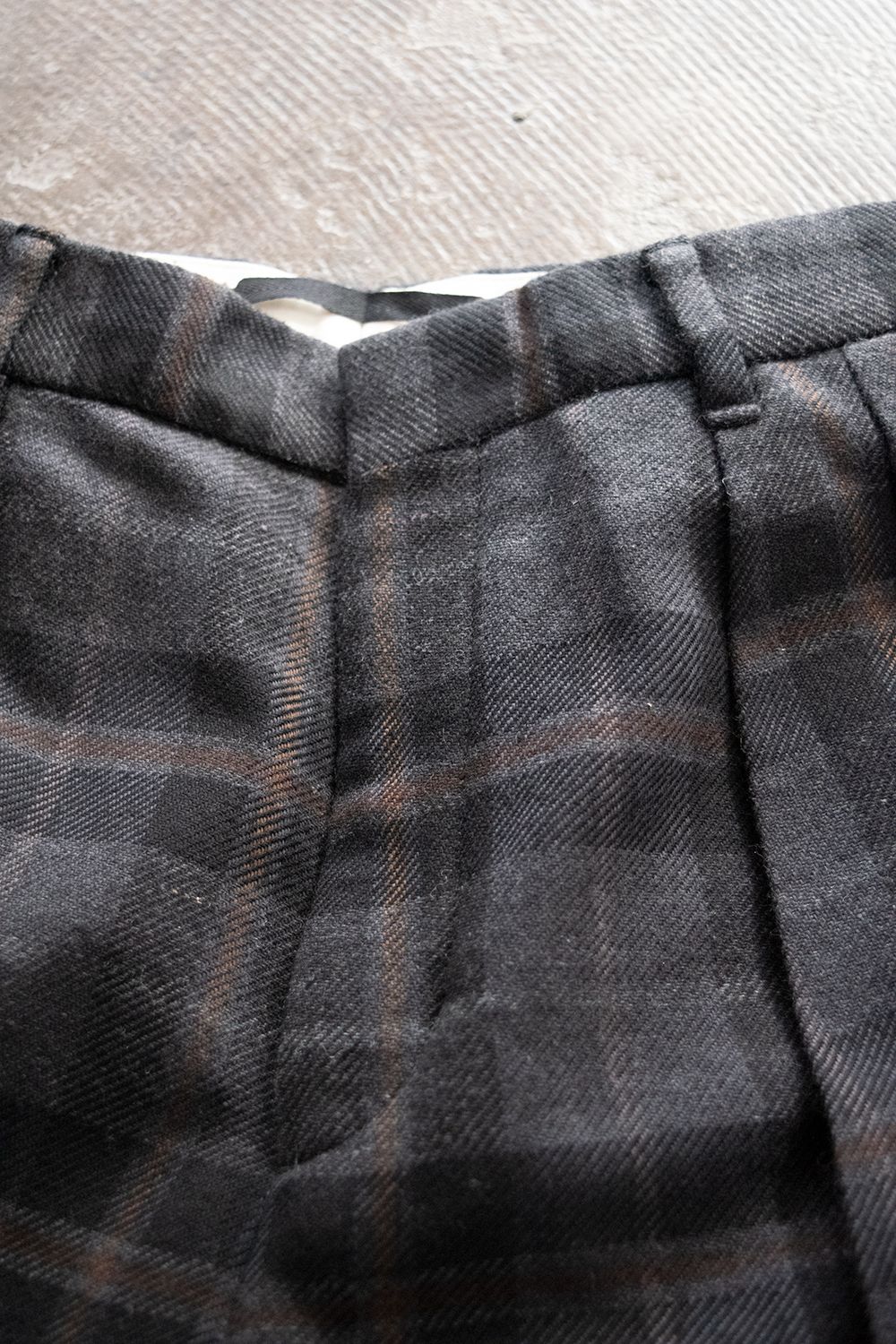【ラスト1点】【20AW】C/W Plaid Double Tuck Pants(BROWN)