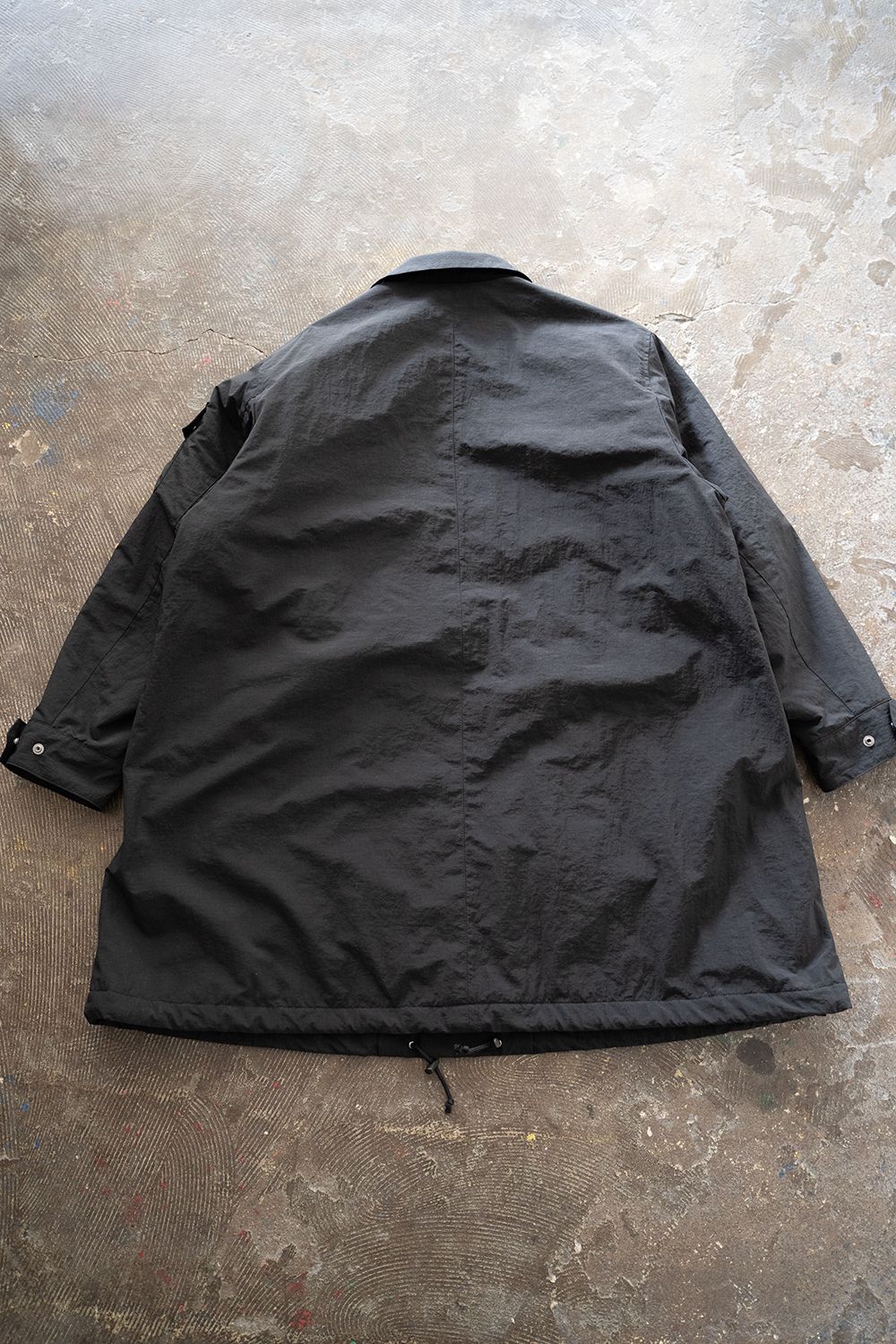 【ラスト1点】【23AW】Water Proof Rip Stop Nylon Stand Coat/撥水リップストップナイロンスタンドコート(BLACK)【ユニセックス】