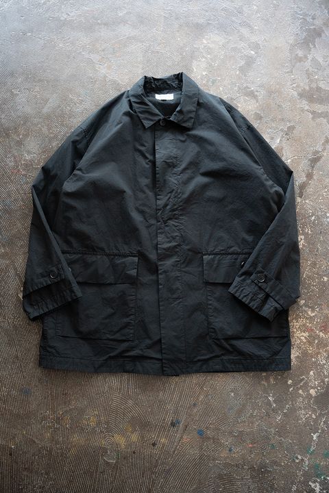 【26SS】ガーメントダイステンカラーハーフコート(BLACK NAVY)