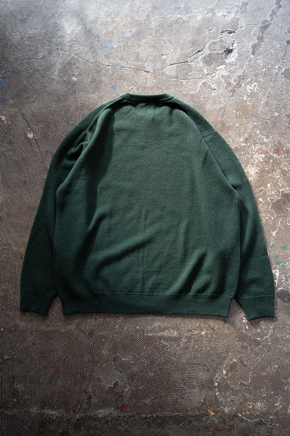 【ラスト1点】【24AW】ウール×シルク10Gクルーネックニット(GREEN)