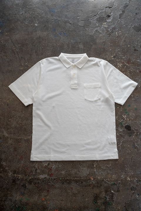 【ラスト1点】スビンコットン40//-吊りカノコポロシャツ(OFF WHITE)