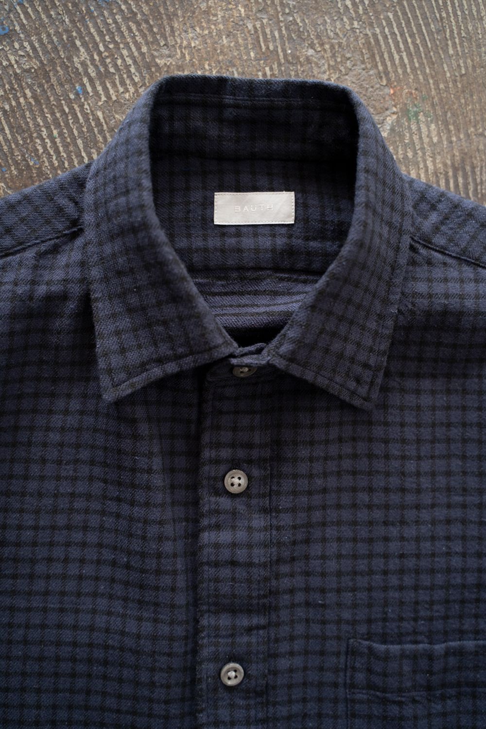 【ラスト1点】【25AW】Cotton Wool Silk Flannel Check Shirts(PURPLE×BLACK)
