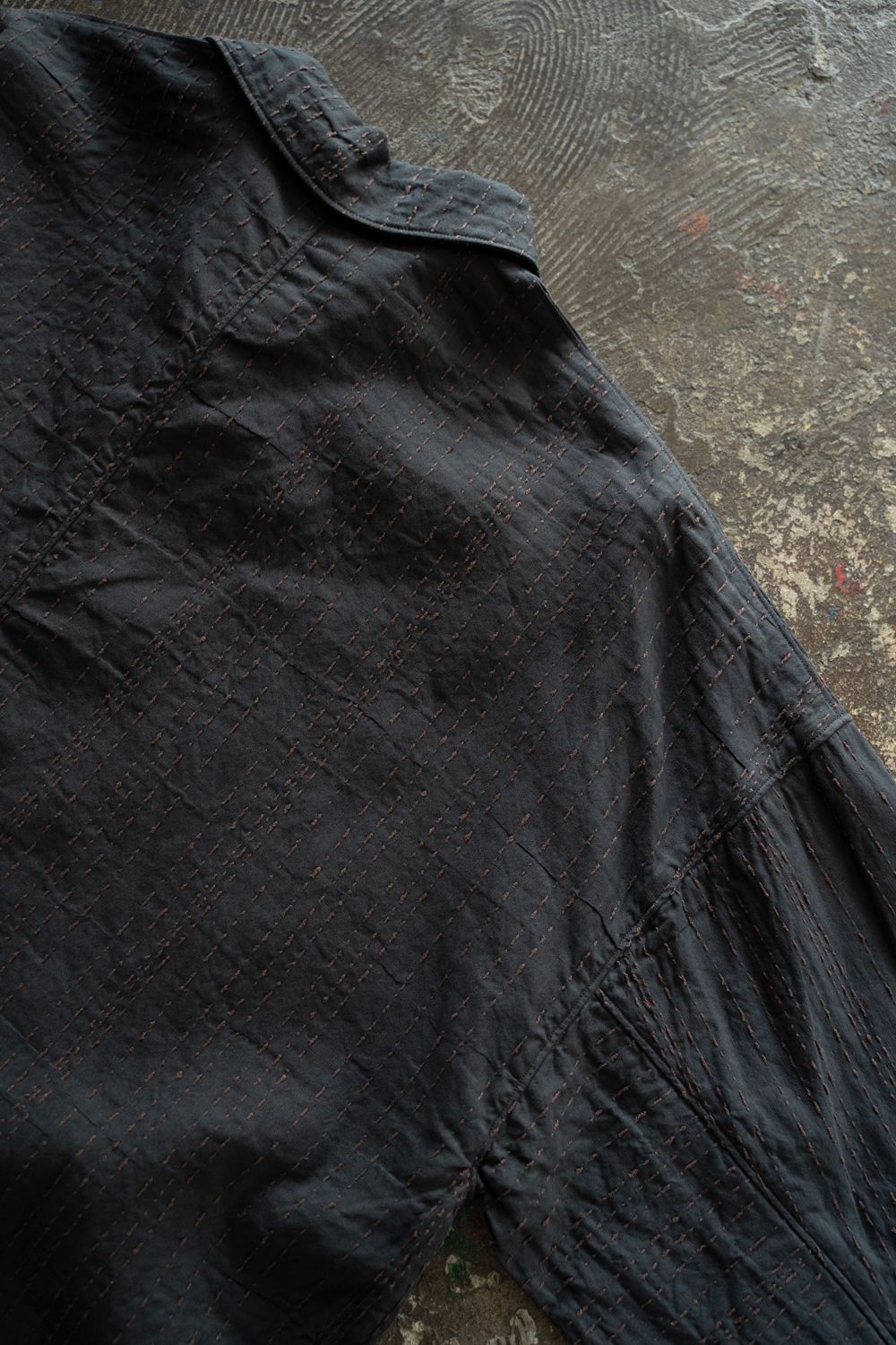 薄手刺し子織ジャケット(墨黒)