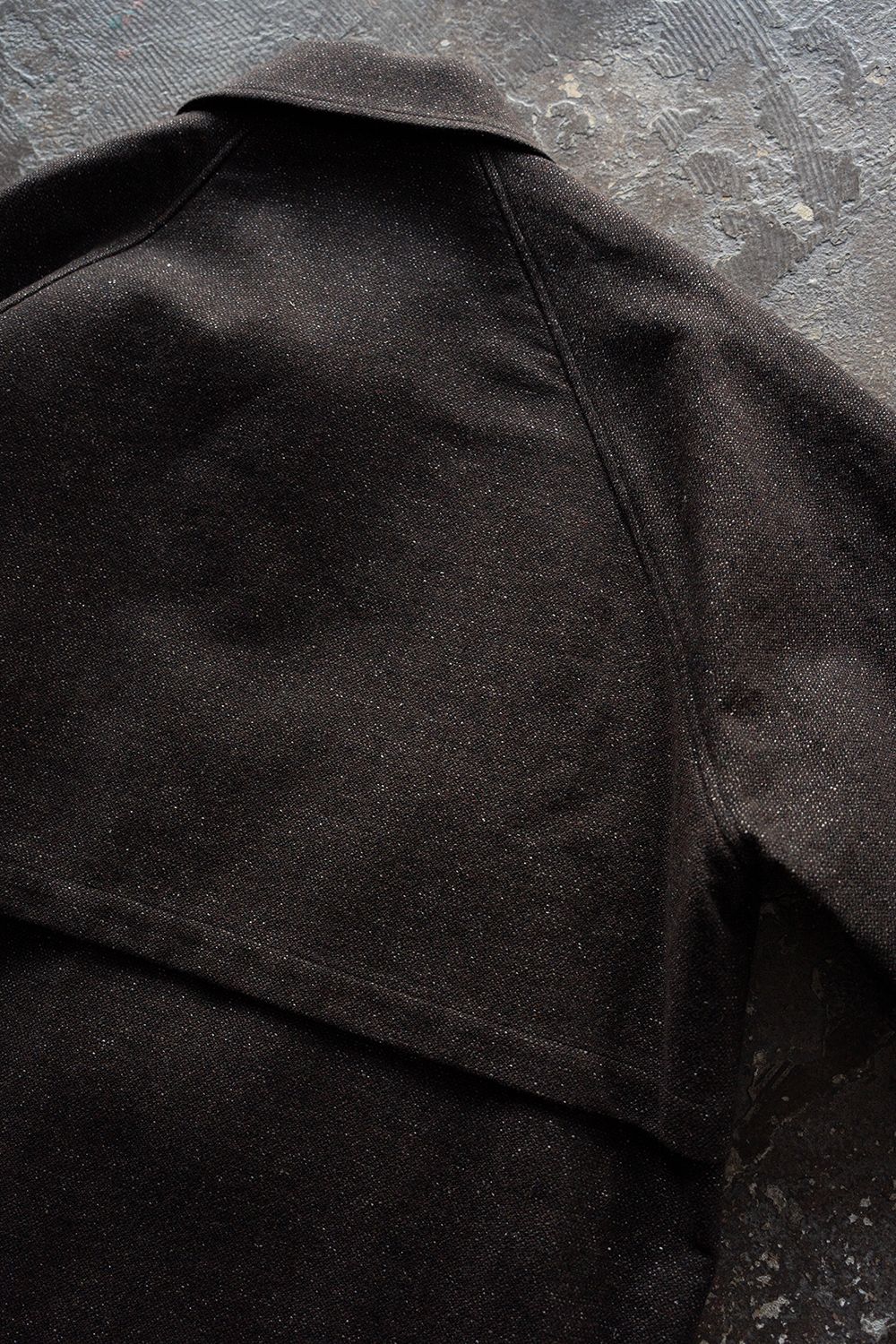 【26AW】ウール×シルクステンカラーハーフコート(DARK BROWN)